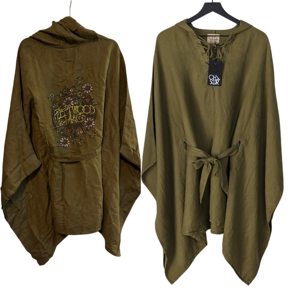 FLEETWOOD MAC Custom Linen Lace Up Dolman Hooded Tunic Size S New with Tag OOAK